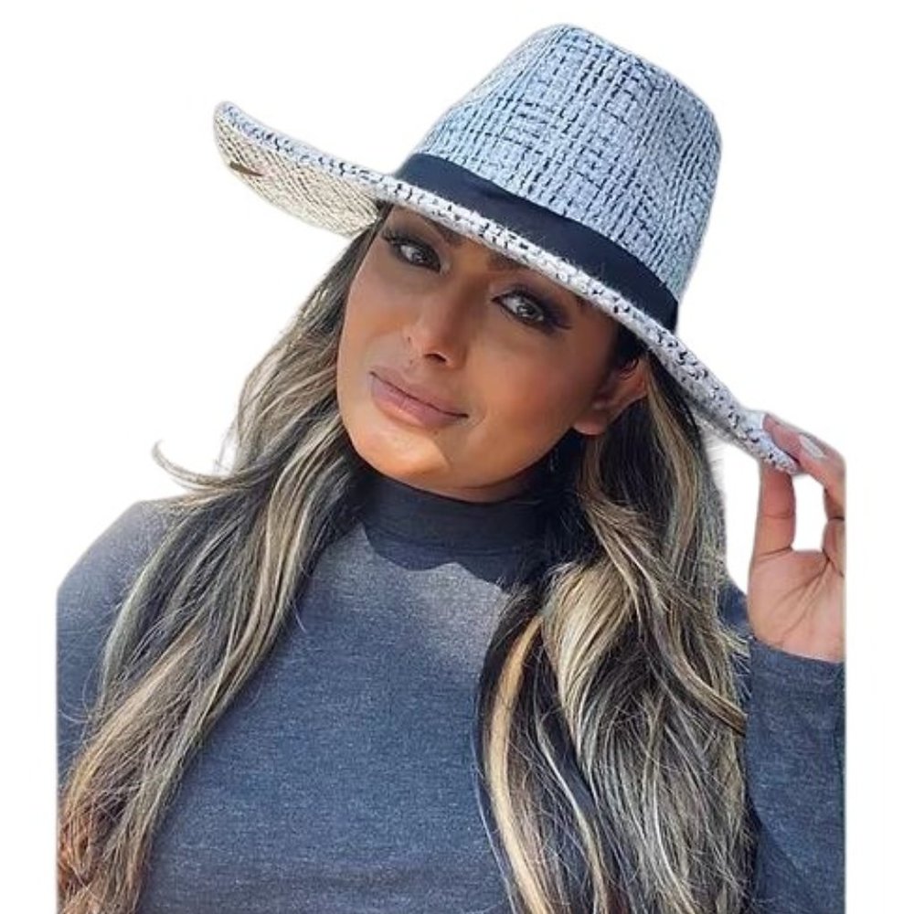 Tweed Fedora - Black/White with Shimmer - NWT